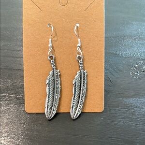 Hand Crafted Silver Feather Earrings Intricate Design
